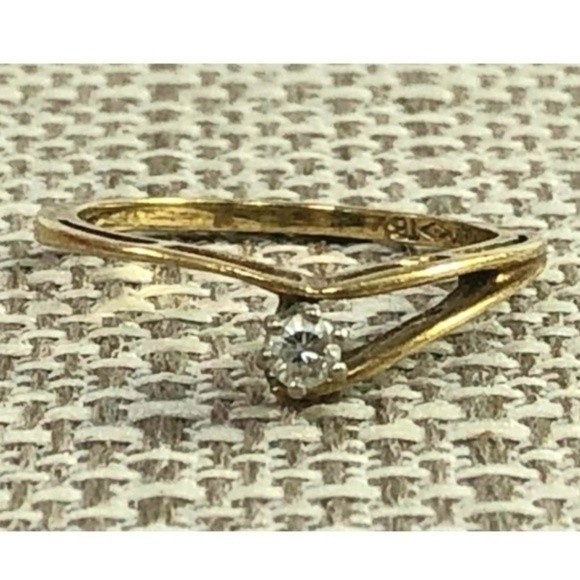 14.18K Yellow Gold Genuine Diamond Solitaire Engagement Wedding Ring Vintage - Picture 11 of 13